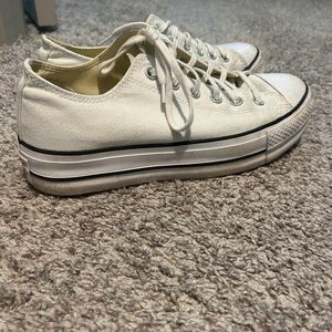 White Low Top Platform Converse
